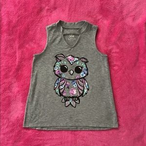Justice sleeveless owl top